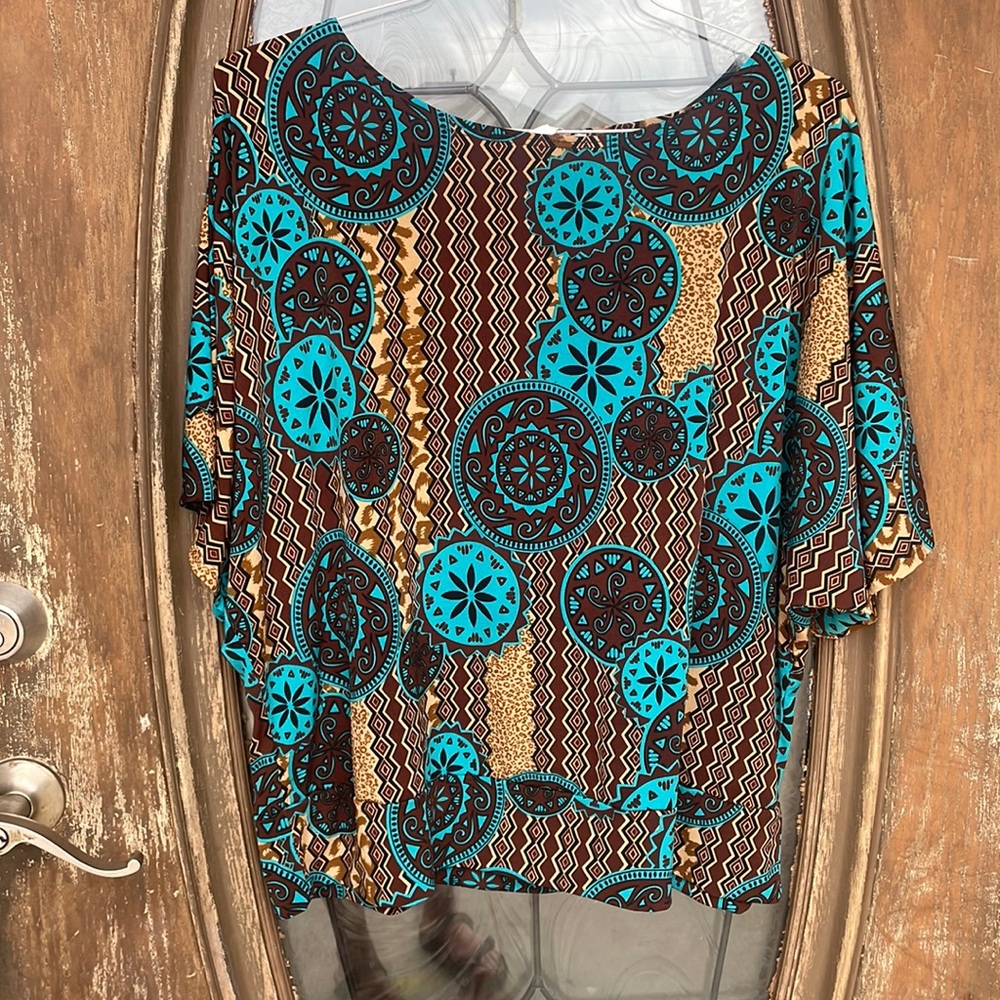 Vintage Only 9 Turquoise Boxy Blouse! Size XL